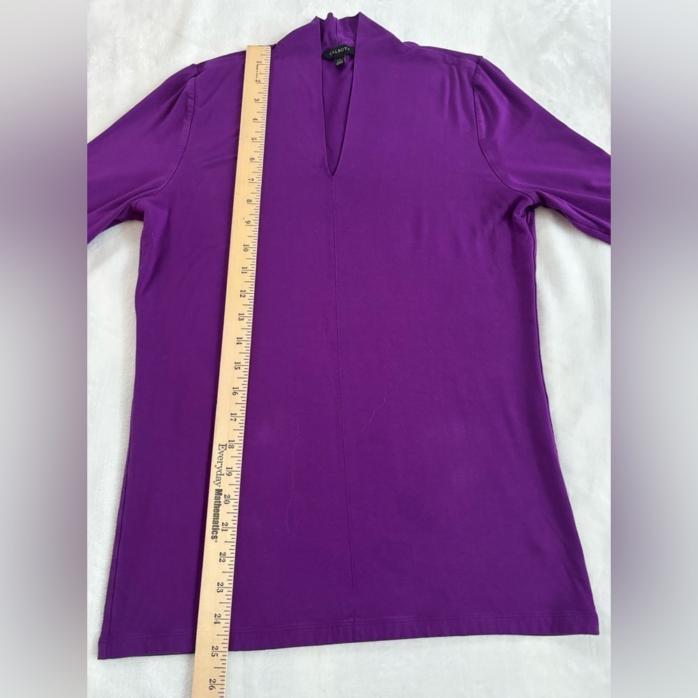 Talbots Purple V-Neck Long Sleeve Top Rayon Spandex Stretch Size XS - Picture 4 of 8